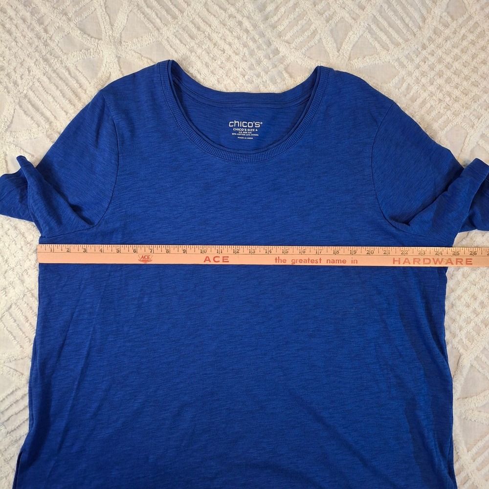Chicos 4 Womens XXL Royal Blue Short Sleeve T-Shirt Top Cotton Modal Blend - Picture 3 of 6